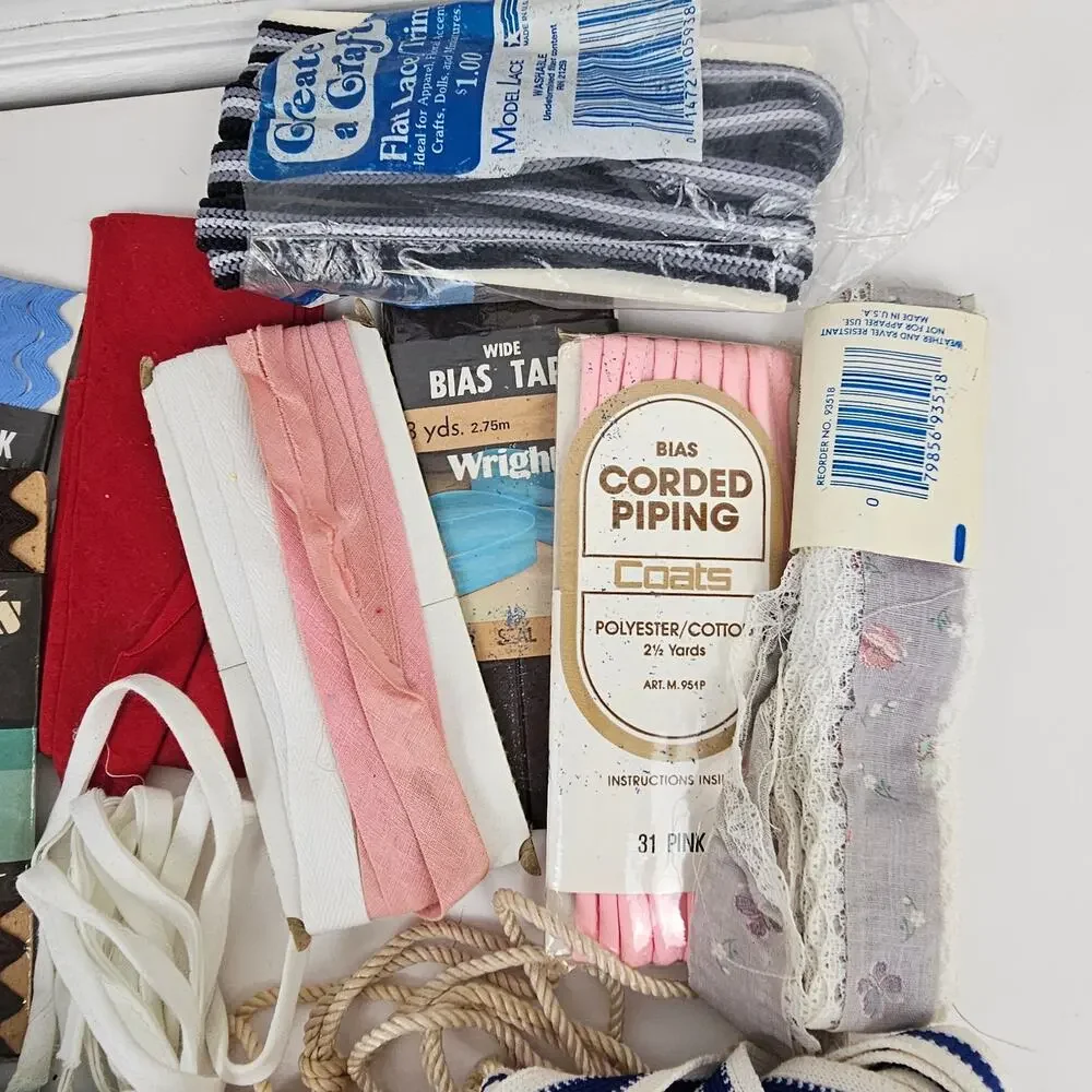VTG lot ric rac bias tapes ribbons piping sewing trims costumes